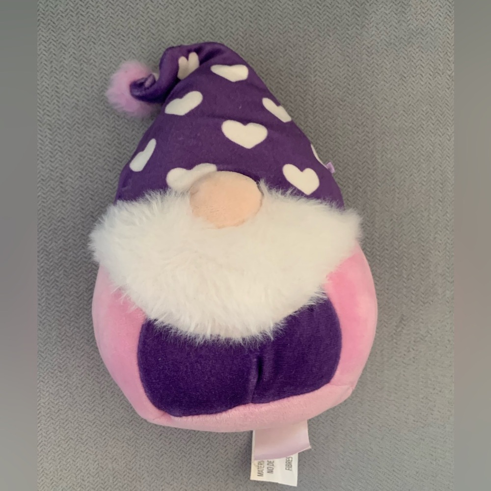Squishmallows Valentines Purple and White Heart Gnome Plush